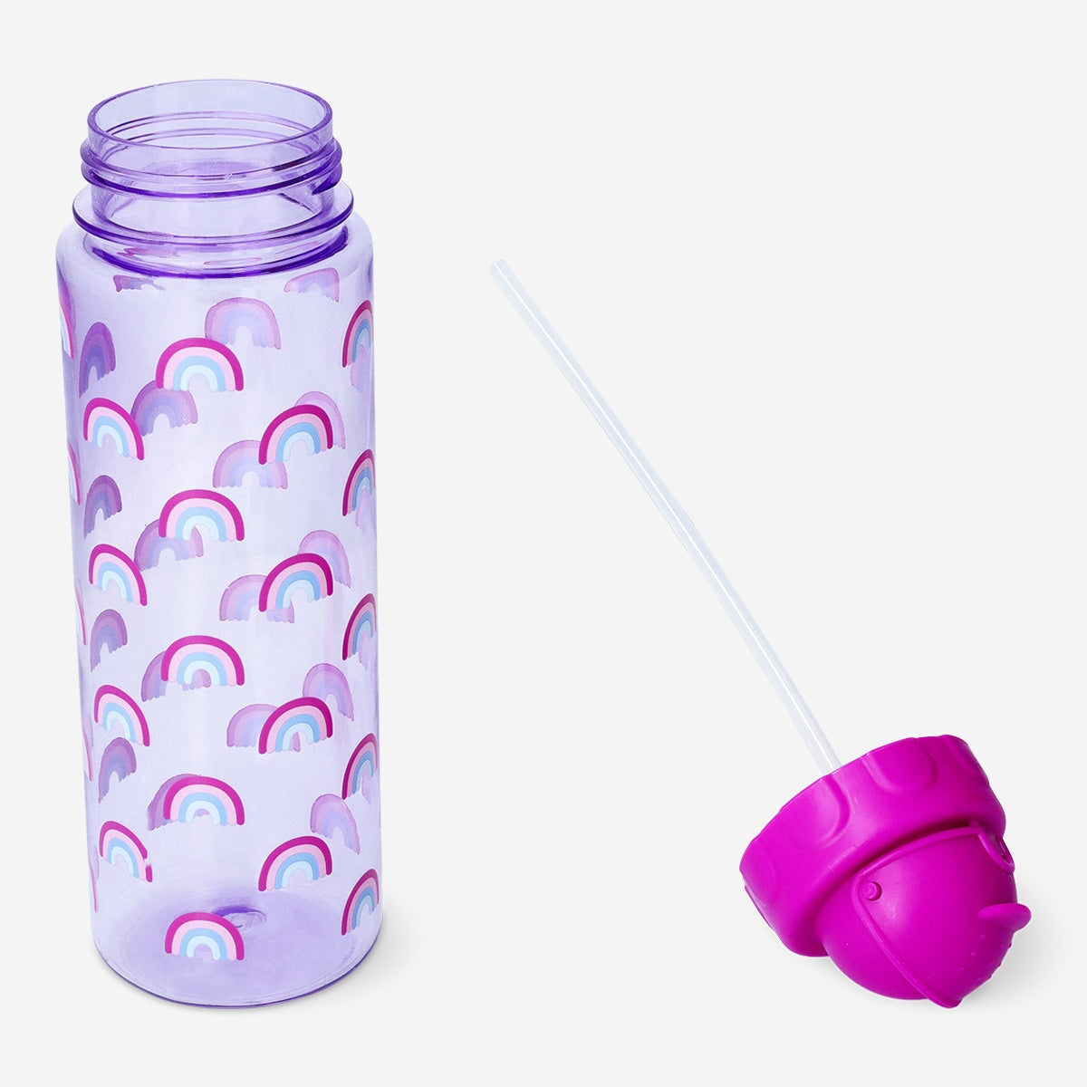 Drinking bottle with rainbows and straw - 700 ml